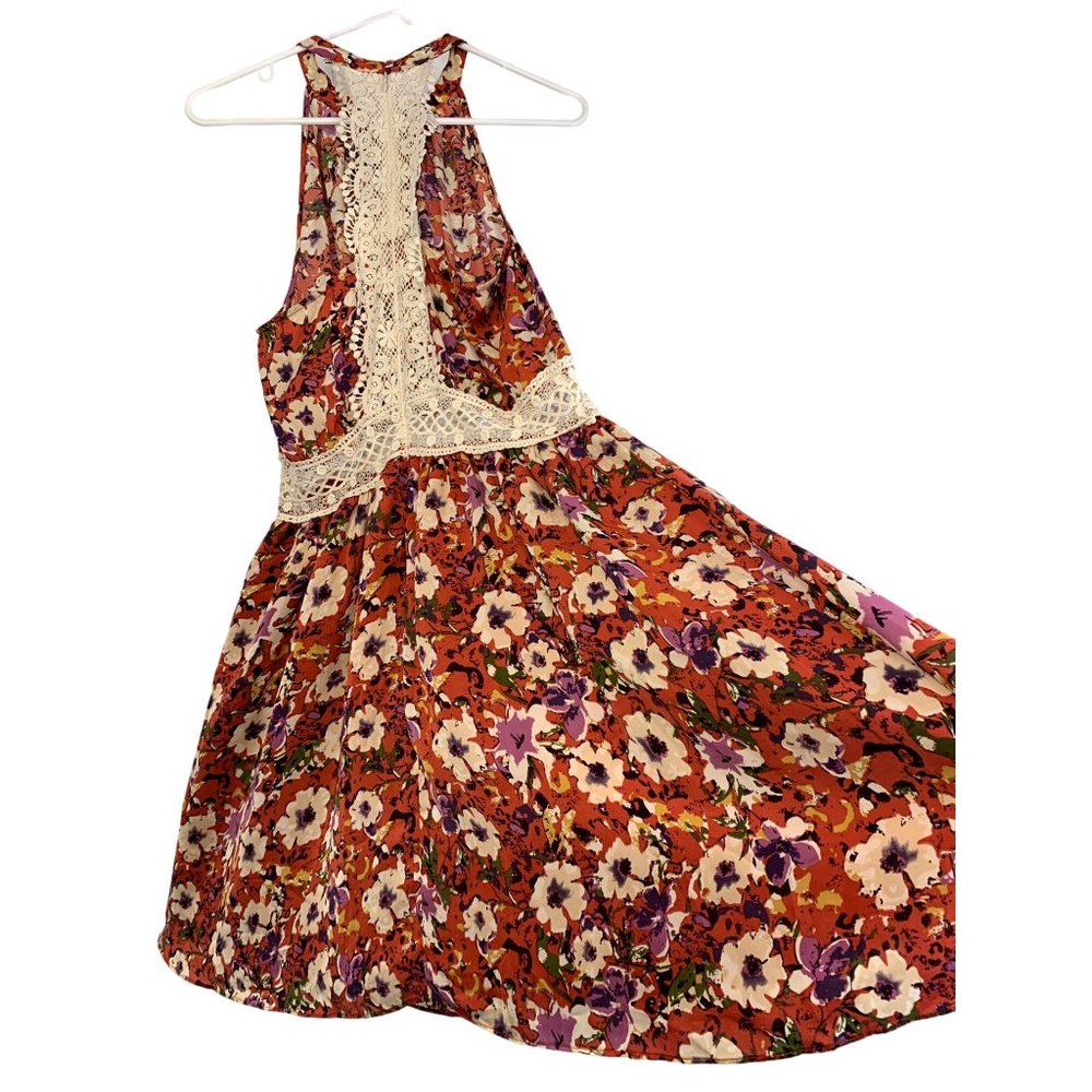 NWT Miss Me Floral Halter Blousen Dress Crochet Sz Large 6741 Spring Summer - Picture 7 of 14